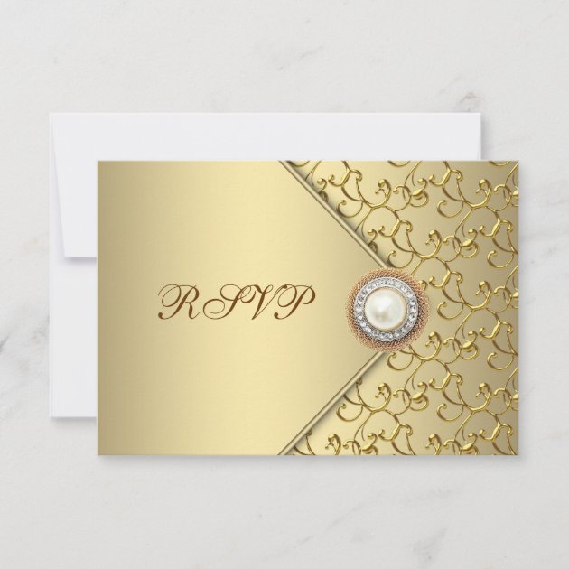 Gold Pearl Womans 50th Birthday Party RSVP