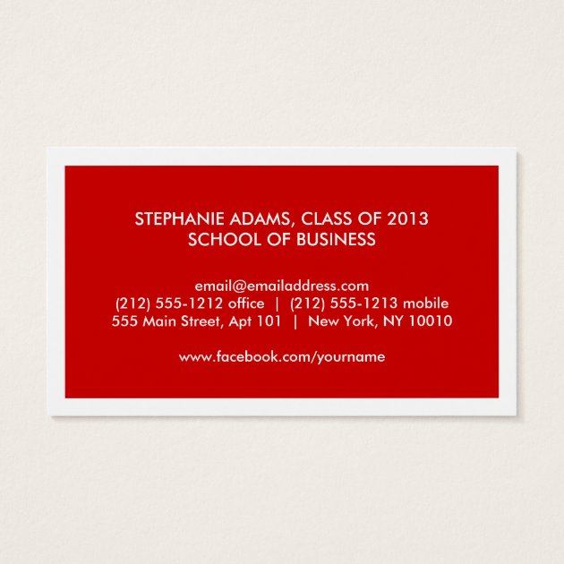 MODERN RED BUSINESS CARD FOR COLLEGE STUDENTS