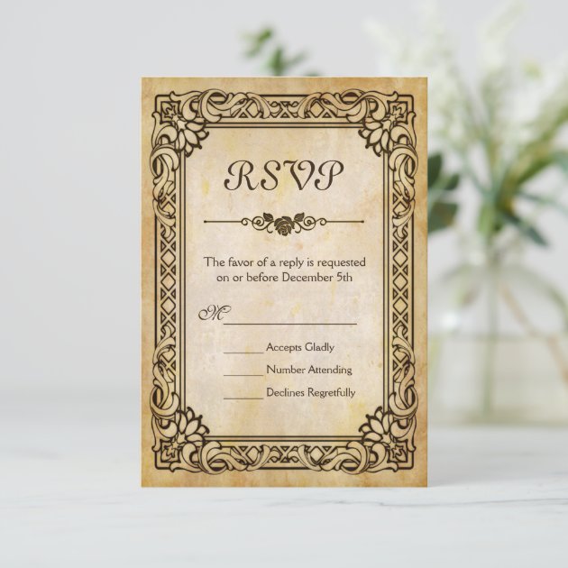 Victorian Old Paper - Vintage Wedding RSVP