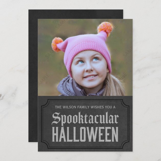 Dark Grey Spooktacular Halloween Photo Card