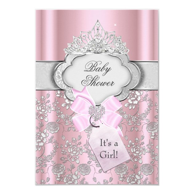 Pretty Bow Tiara Princess Baby Shower Invitation