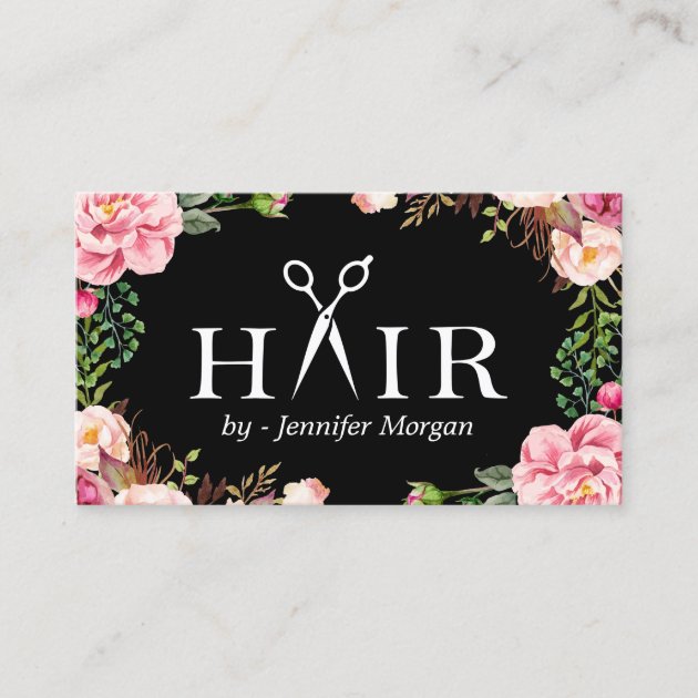 Floral Hair Stylist Logo Beauty Salon Appointment (front side)