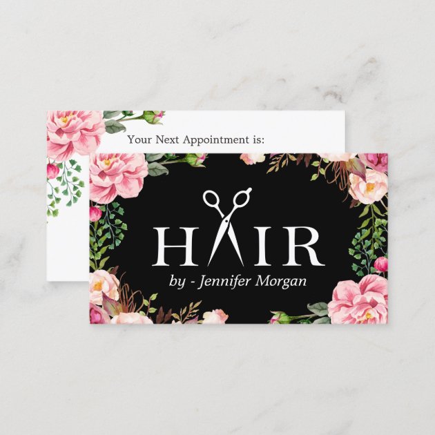 Floral Hair Stylist Logo Beauty Salon Appointment (back side)