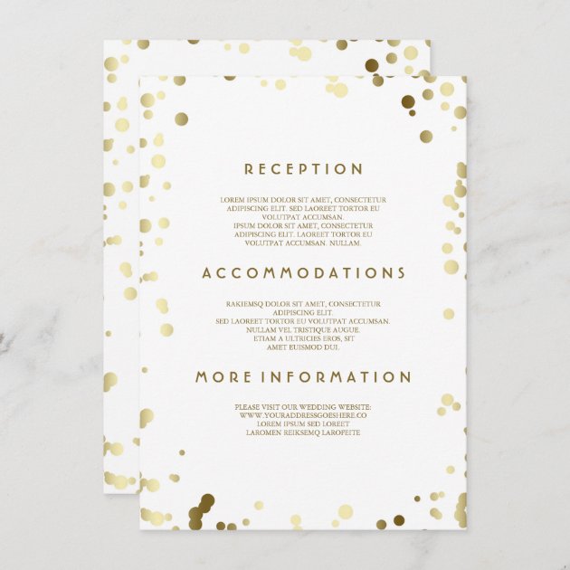Gold Confetti Wedding Details - Information Enclosure Card