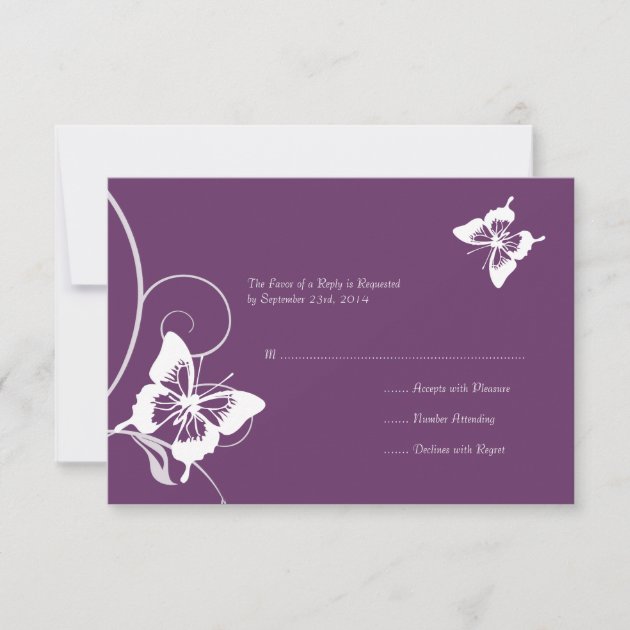 Purple and White Butterfly Wedding RSVP
