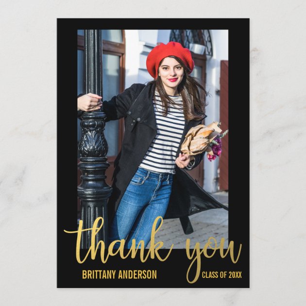 Modern Graduation Thank You Graduate Card Gold