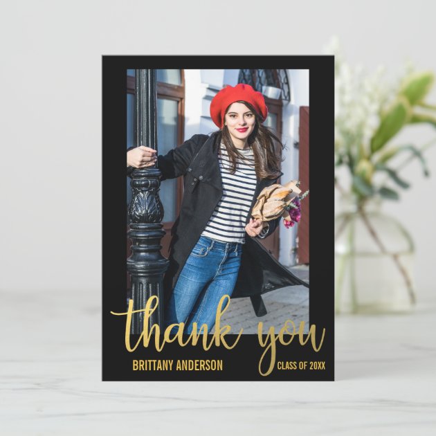 Modern Graduation Thank You Graduate Card Gold