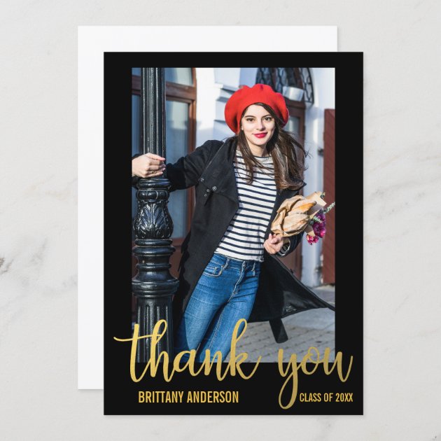 Modern Graduation Thank You Graduate Card Gold