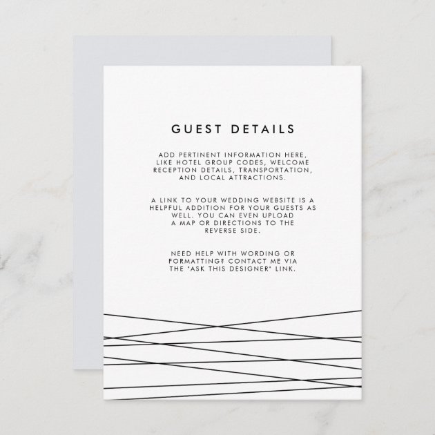 Lineation | Black & White Wedding Guest Details Enclosure Card