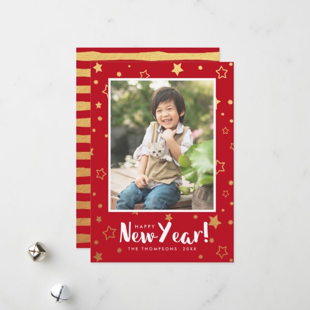 Shining Bright Photo New Year's Card | Red