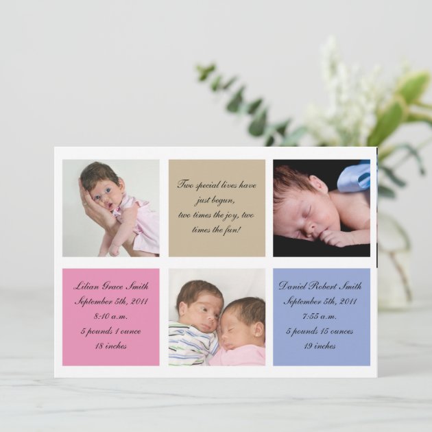 Twins Birth Announcement - Girl And Boy