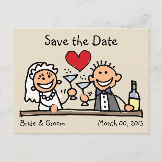 Cute Bride and Groom Save the Date Cards