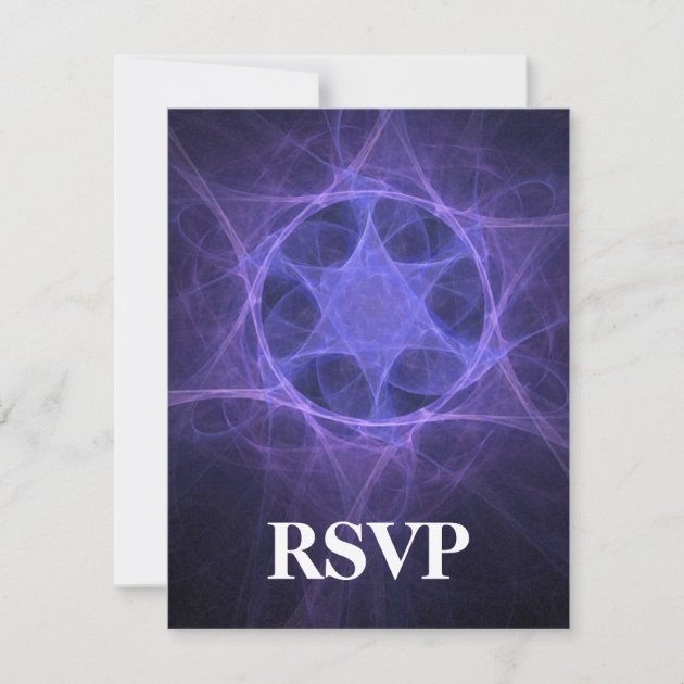 Purple Fractal Star Of David RSVP Card