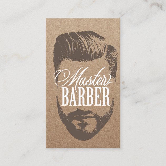 Barbershop Master Barber Rustic Kraft Hair #2 Business Card (front side)