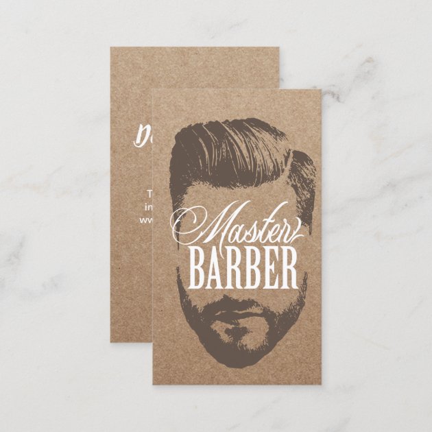 Barbershop Master Barber Rustic Kraft Hair #2 Business Card (back side)