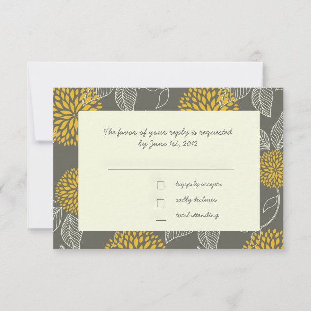 Yellow and Grey Vintage Floral RSVP