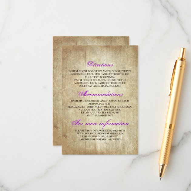 Rustic Wood Wedding Details - Information Enclosure Card