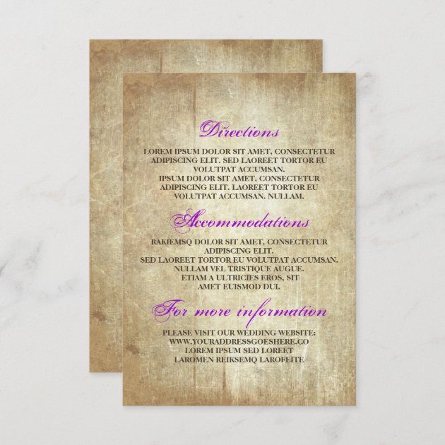 Rustic Wood Wedding Details - Information Enclosure Card