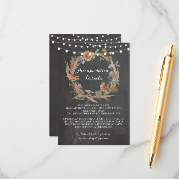 Fall Accommodation Wreath Wedding Cards Details