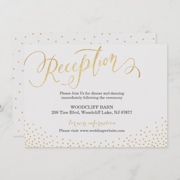Editable Gold Glitter Calligraphy Reception Card
