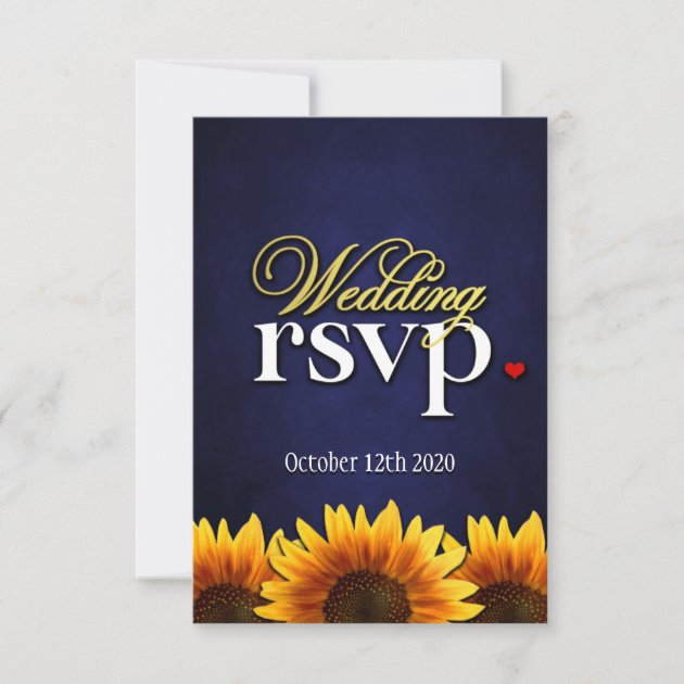 Blue Chalkboard Sunflower Wedding RSVP Cards