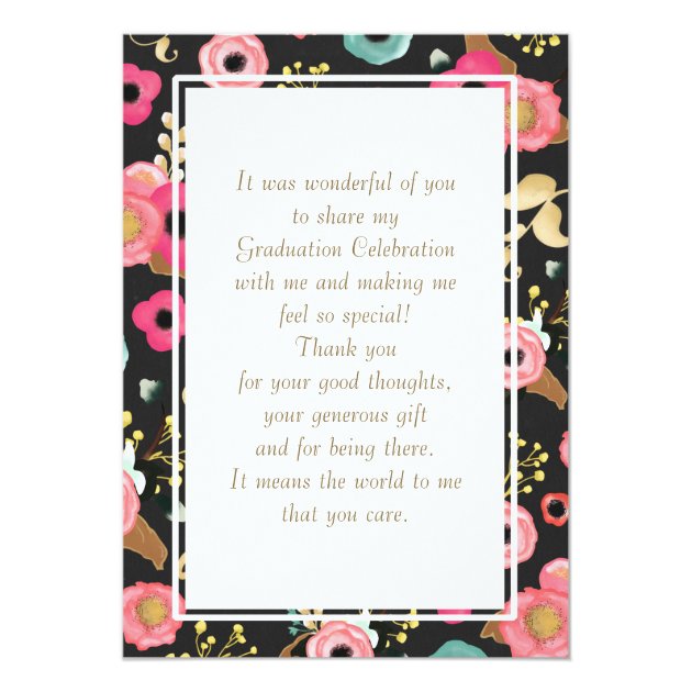 Flower Painting Graduation Thank You Flat Cards