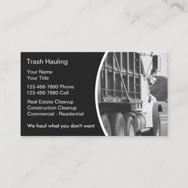 Hauling Dumpster Business Cards (front side)