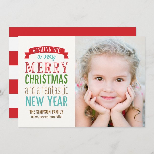 Merry Message Holiday Photo Card - White