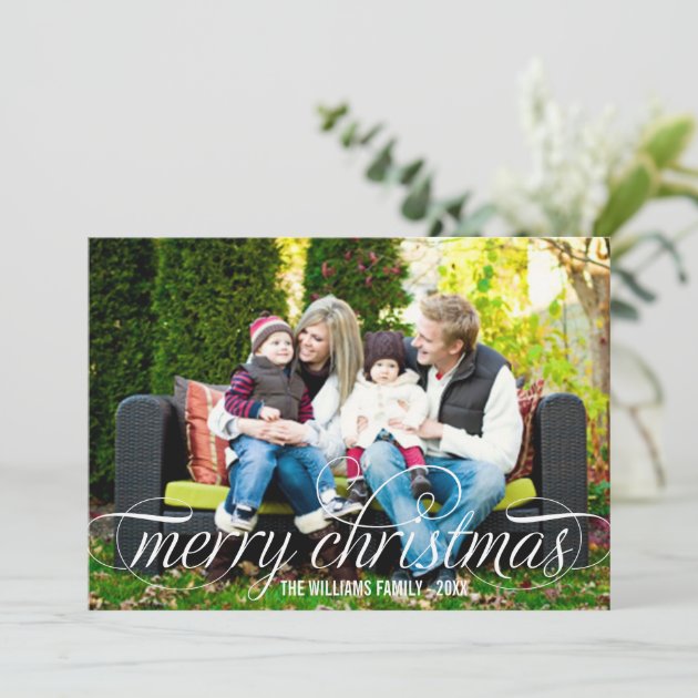 Merry Christmas Photo Card | White Script Overlay