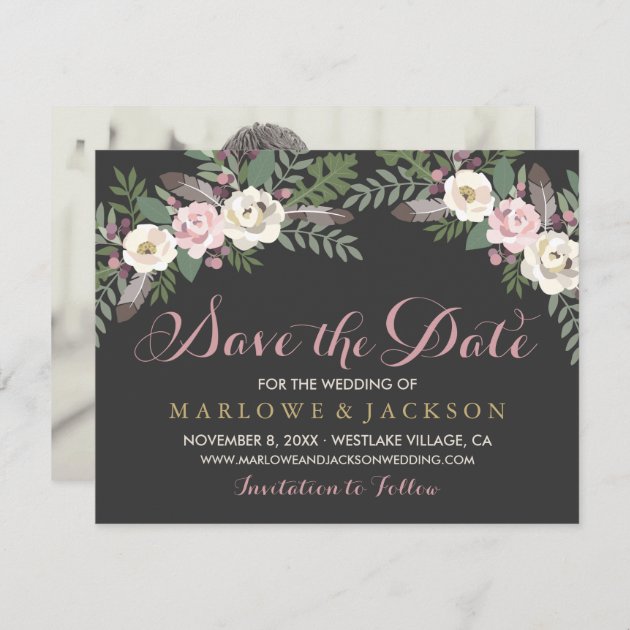 Wedding Save The Date Card | Fall Vintage Boho