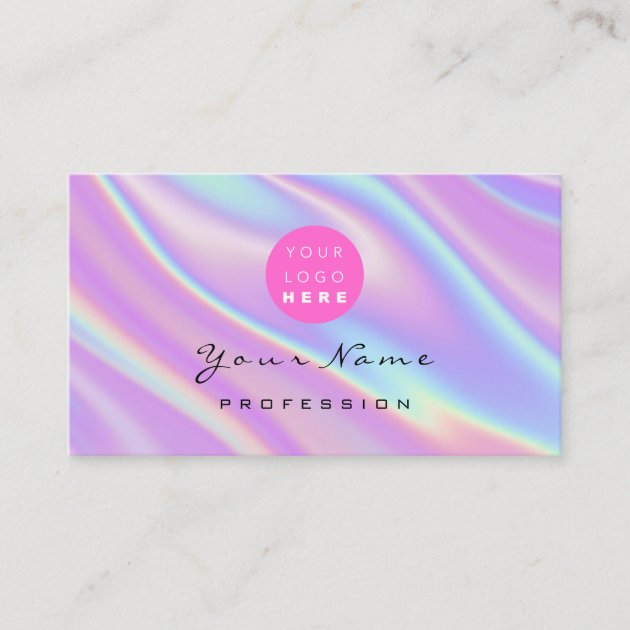 Logo Makeup Artist Hair Nails Holograph Abstract Business Card (front side)