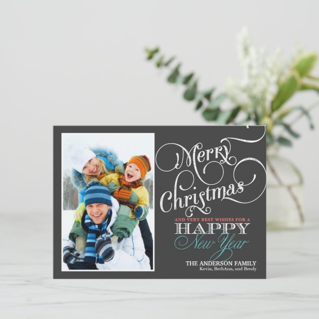Chalkboard Christmas Holiday Photo Flat Card