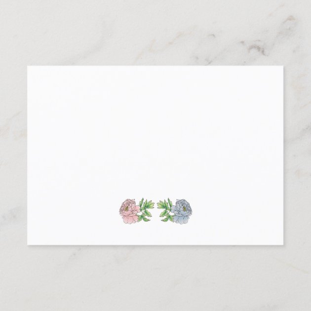 Pale Pink Blue Peonies Wedding Details Insert Card