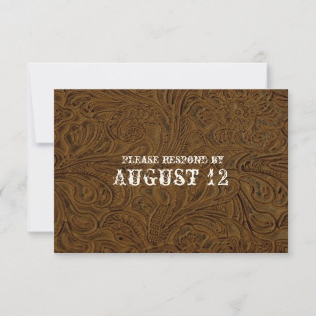 Dark Brown Leather Wedding RSVP with envelopes