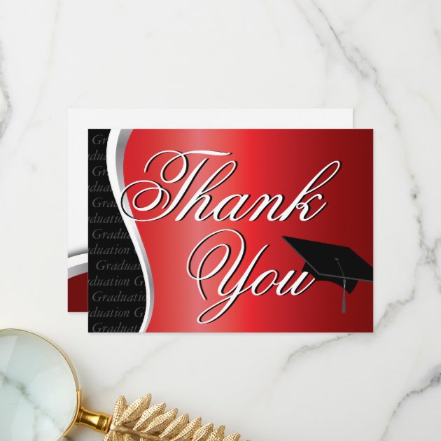 Red And Black Graduation Thank You