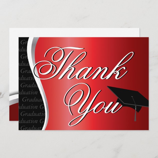 Red And Black Graduation Thank You