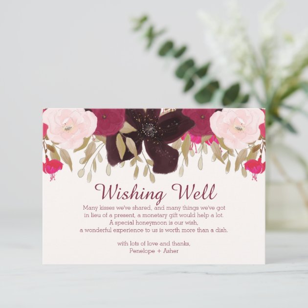 Bohemian Floral Wedding Wishing Well Insert Card