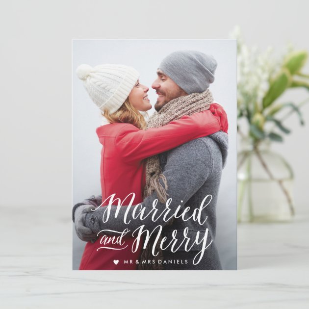 Married And Merry Holiday Photo Card