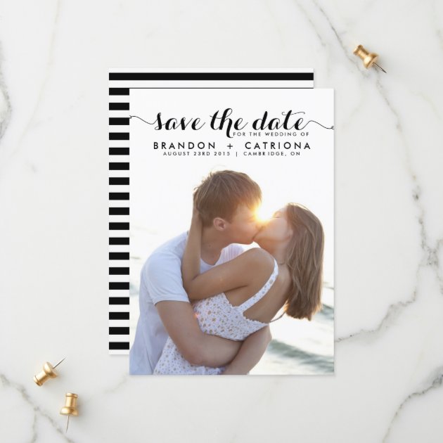 Black Whimsical Script Photo Save The Date