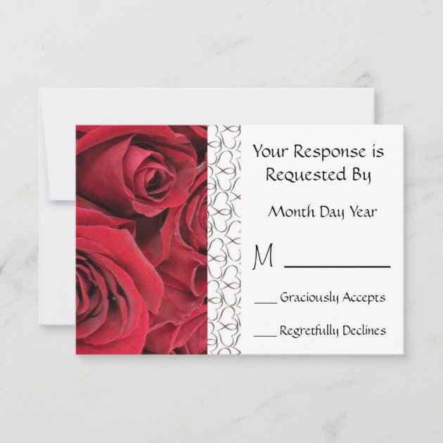 Red Rose Floral RSVP Card