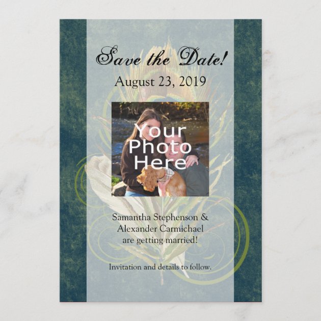 Artful Detail Peacock Wedding 5x7 Save the Date