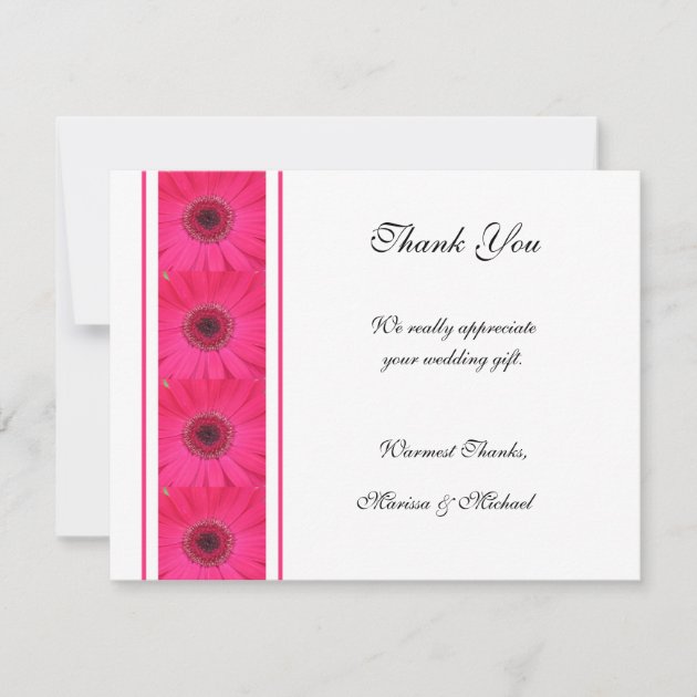 Pink Gerbera Daisy Thank You Wedding Card