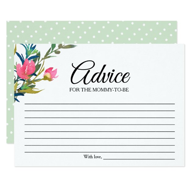 Advice for Mommy-to-Be Chic Floral Baby Shower Card