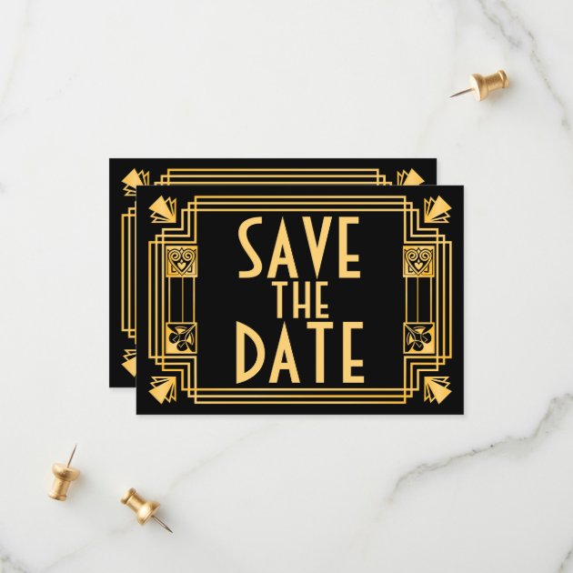 Great Gatsby 1920s Art Deco Wedding Save The Date