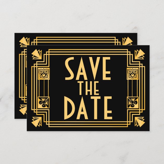 Great Gatsby 1920s Art Deco Wedding Save The Date