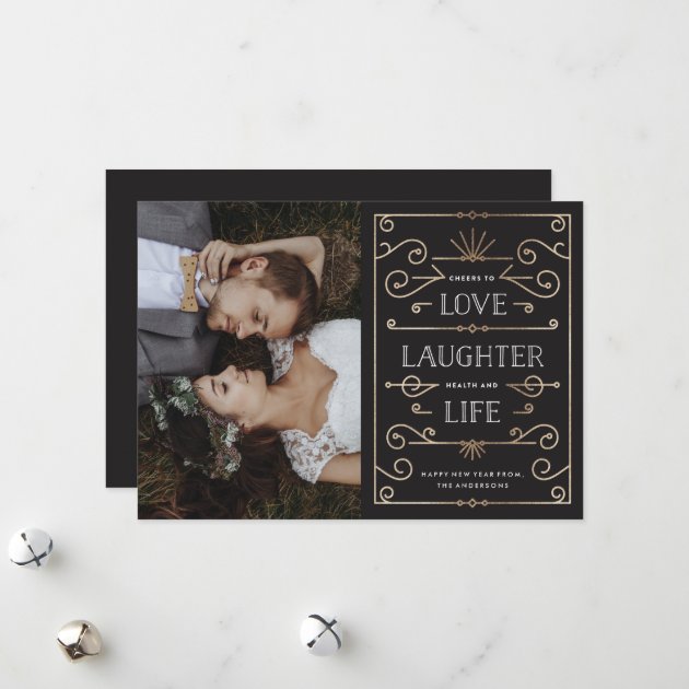 Love Laughter Life New Year Holiday Photo Card