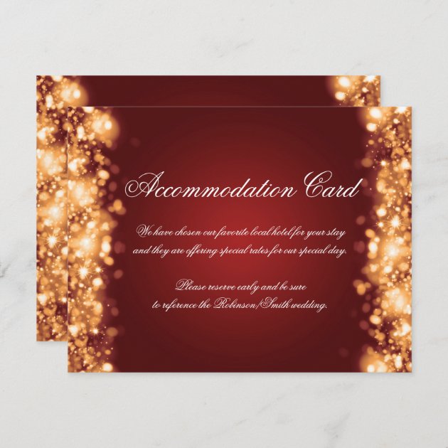 Accommodation Sparkling Lights Gold Red Enclosure Card