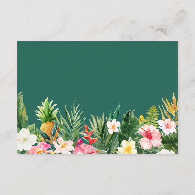 Tropical Floral Leaves Wedding Details Reception Enclosure Card