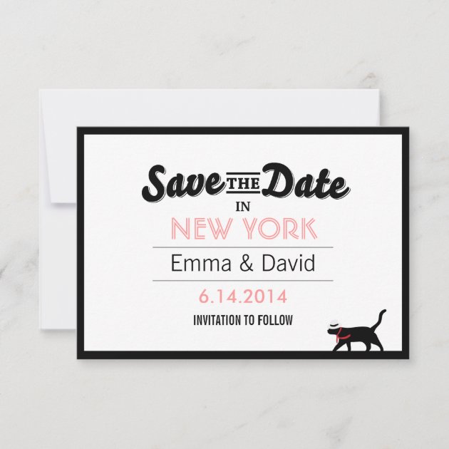 Lucky Black Cat Bold Border Save the Date Cards