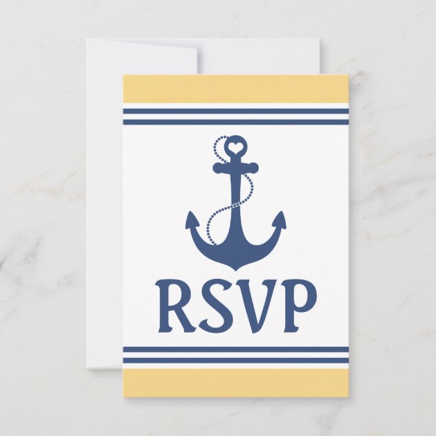 Yellow and Blue Nautical Wedding RSVP